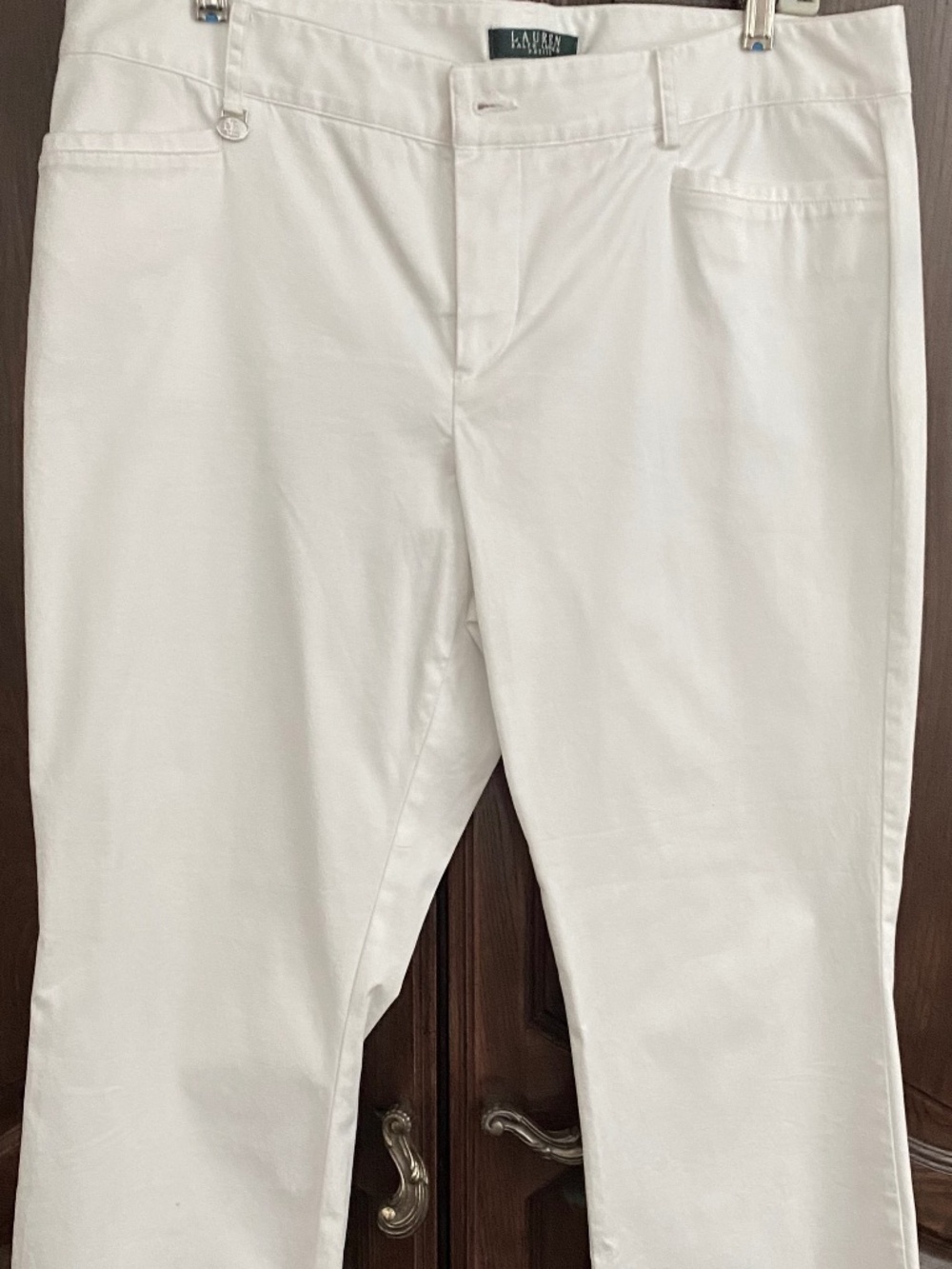 Women's White Lauren Cotton Pants. Summer Slacks.